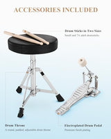 Kids Drum KIt Eastar 3-Piece for Beginners, 14 inch Drum Set with Adjustable Throne, Cymbal, Pedal & Two Pairs of Drumsticks, Junior Drum Set with Bass Tom Snare Drum, Metallic Sky Blue