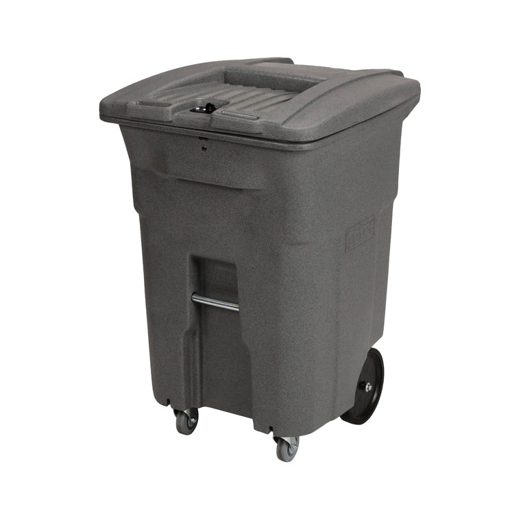 Toter 96 gal. Graystone Document Trash Can with Wheels and Hasp Lock (2 Standard Caster, 2 Stationary Wheels)